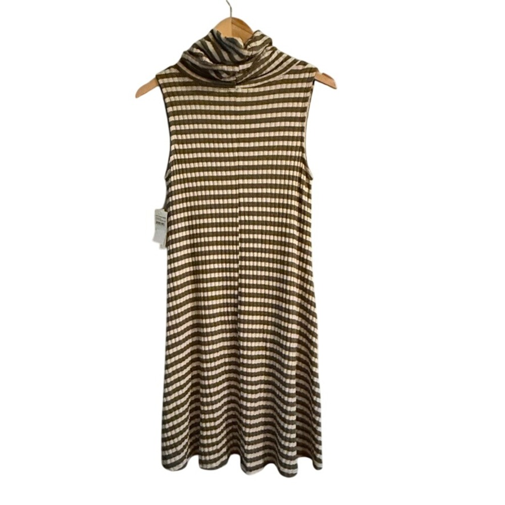 Abound Sleeveless Dress Ribbed‎ Knit Turtleneck Casual Stripe Size M Cozy NEW
